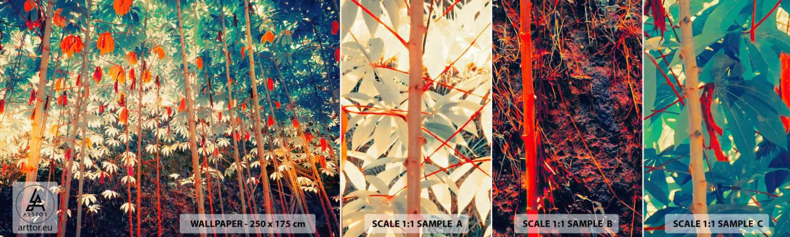 Campione di Fotomurale Adesivo Deluxe Sticker - La vita segreta delle foglie - Foresta tropicale, Natura, Alberi - 100x30 cm