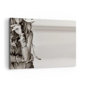 Quadro su tela - Stampe su Tela - Ritratto di una donna boho con gioielli - 120x80cm - Come una ragazza - Decorazione murale moderna per soggiorno e camera da letto ARTTOR