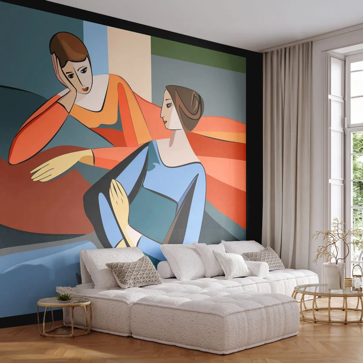 Fotomurali Premium Canvas - Il momento delle confidenze - Cubismo, Ritratto, Donne - 400x280 cm