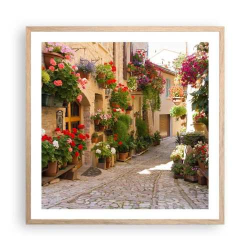 Poster in cornice rovere chiaro - Un'esplosione di fiori - 60x60 cm
