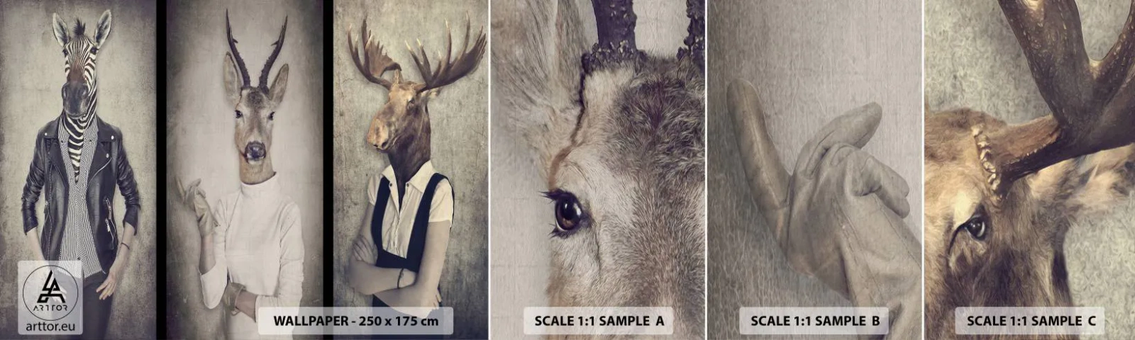 Campione Di Fotomurale Standard Eco - Facciamo parlare i gesti - Astrazione, Fantasia, Costolette - 100x30 cm