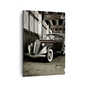 Quadro su tela - Stampe su Tela - Elegante auto retrò in un magazzino grezzo - 50x70cm - L'eleganza eterna degli anni '30 - Decorazione murale moderna per soggiorno e camera da letto ARTTOR