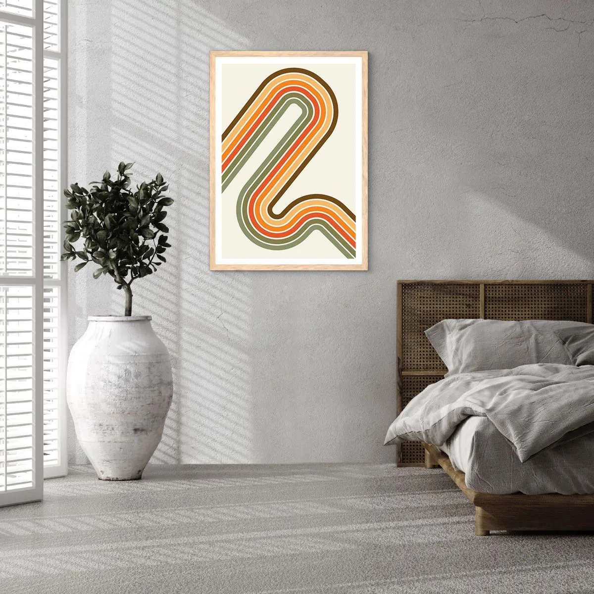 Poster in cornice rovere chiaro - Zig zag fino alla meta - 70x100 cm