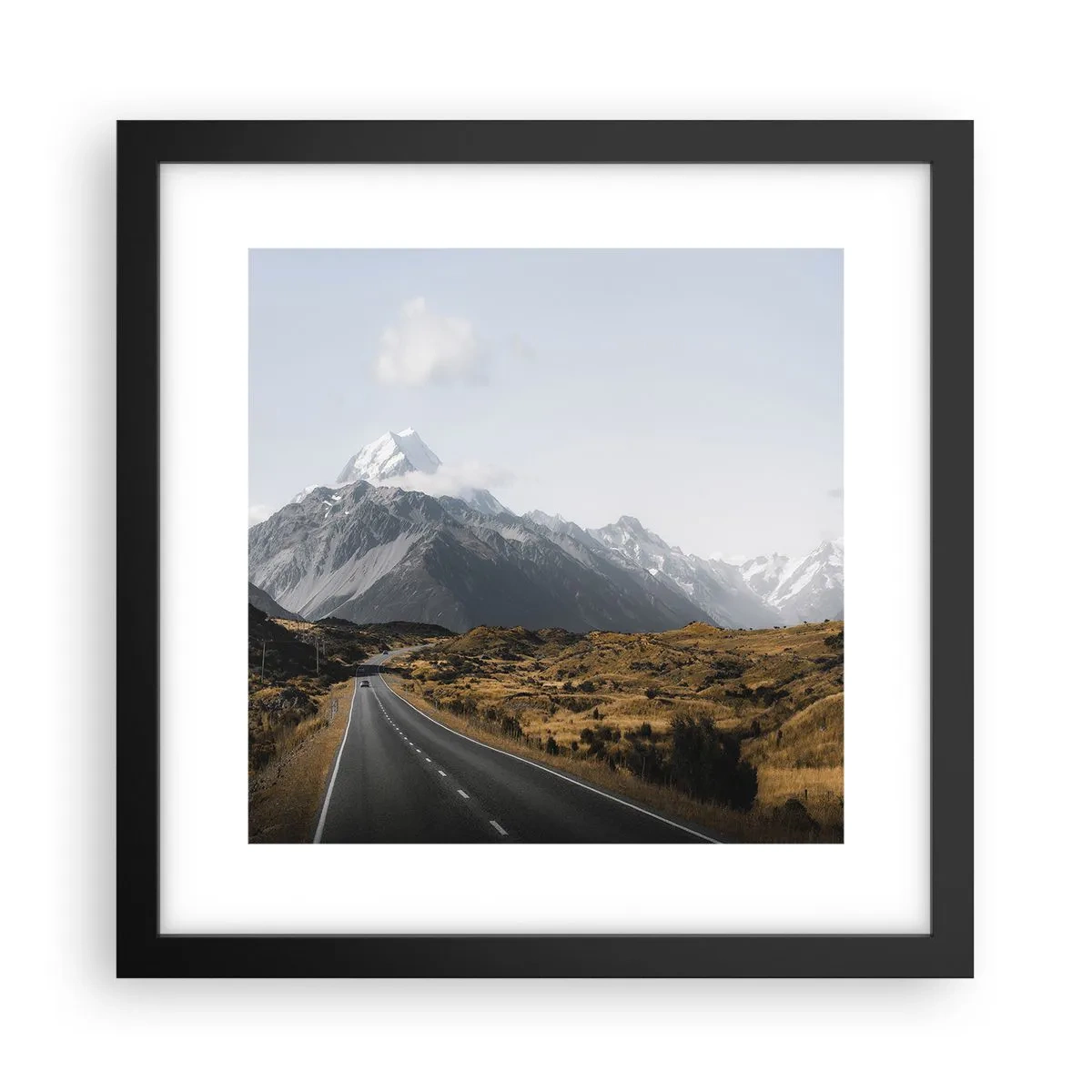 Poster in cornice nera - Via verso il cuore dei monti - 30x30 cm