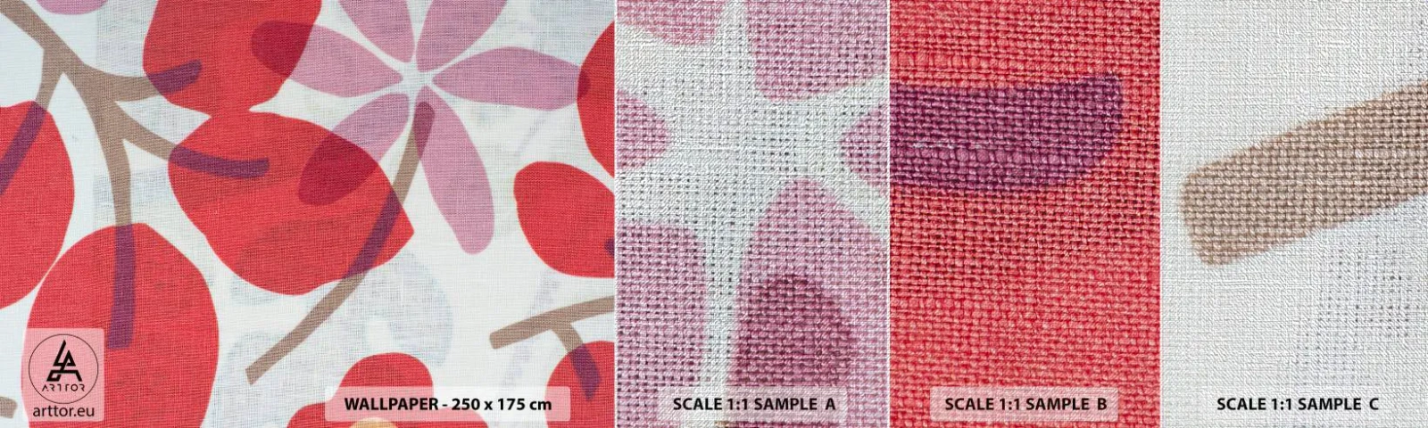 Campione di Fotomurale Premium Canvas - Composizione di fiori in rosa - Boho, Fiori, Minimalismo - 100x30 cm