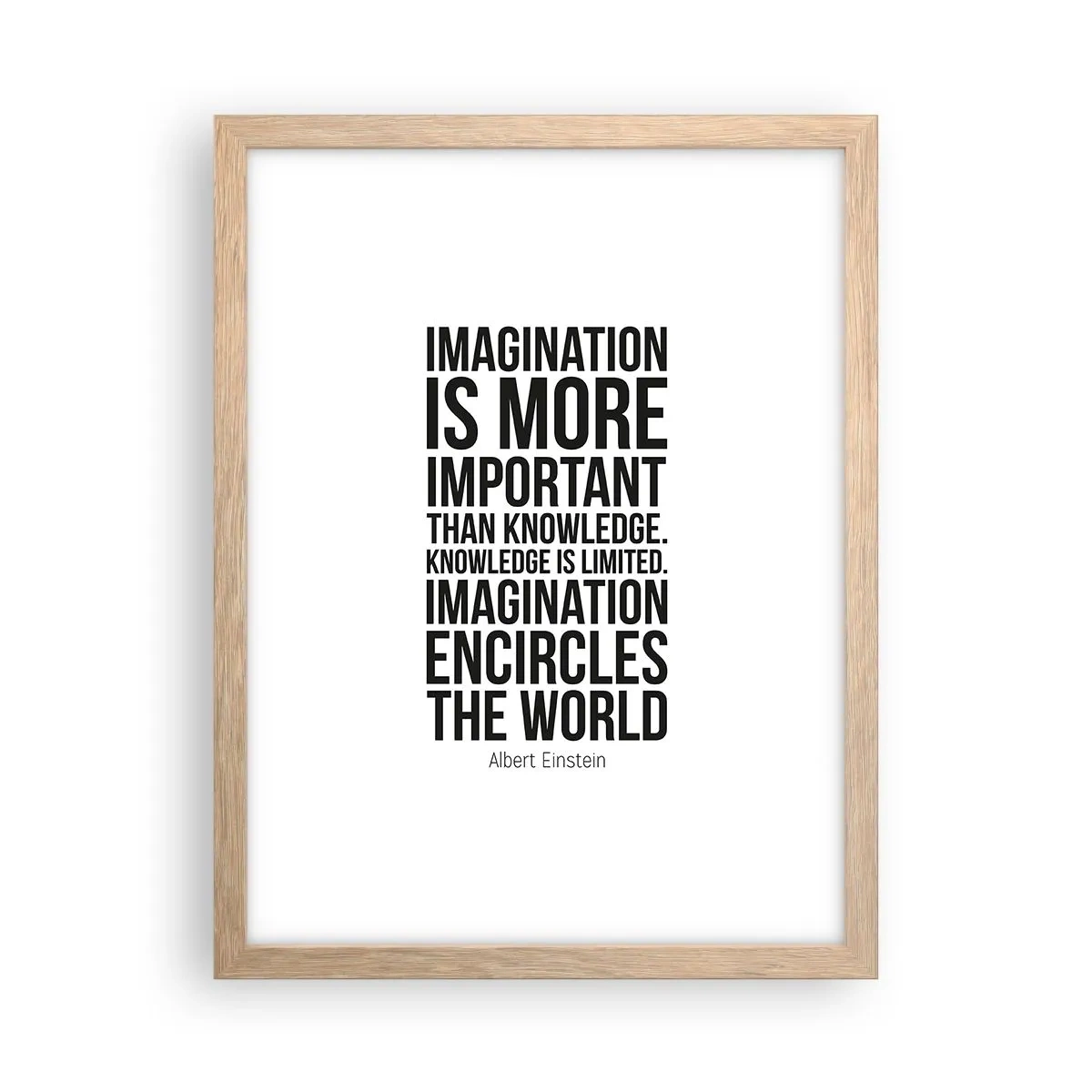 Poster in cornice rovere chiaro - Einstein sul potere dell'immaginazione - 30x40 cm