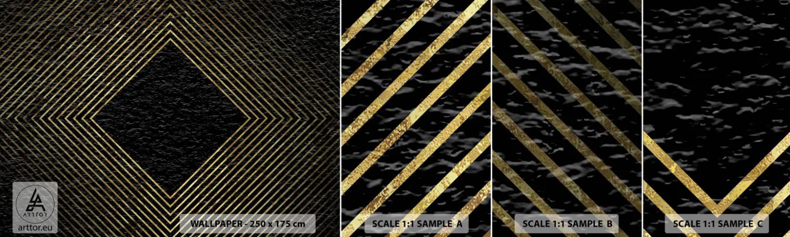 Campione di Fotomurale Adesivo Deluxe Sticker - Geometria in stile glamour - Art Deco, Moderno, Fascino - 100x30 cm