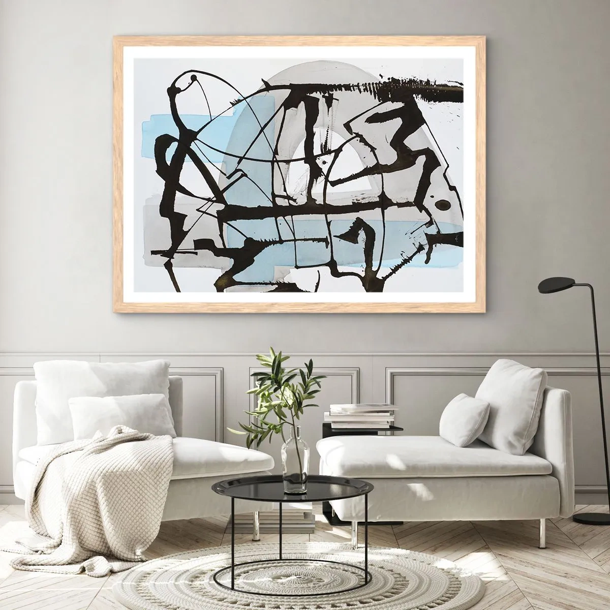 Poster in cornice rovere chiaro - Blu nonostante tutto - 91x61 cm