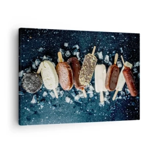 Quadro su tela - Stampe su Tela - Ghiaccioli colorati disposti su ghiaccio con sfondo scuro - 70x50cm - Il sapore della calda estate - Decorazione murale moderna per soggiorno e camera da letto ARTTOR