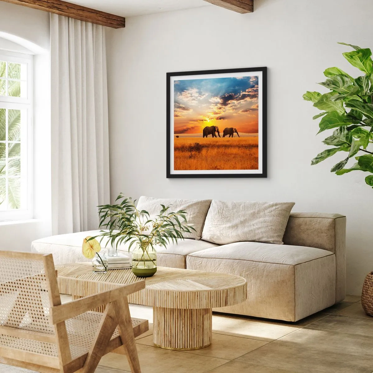 Poster in cornice nera - Passeggiata familiare - 40x40 cm