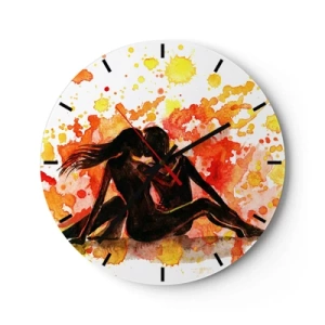 Orologio da parete - Orologio in Vetro - Una scena d'amore artistica con colori ad acquerello - 30x30cm - E la luce fu - Decorazione murale moderna per soggiorno, cucina e camera da letto ARTTOR