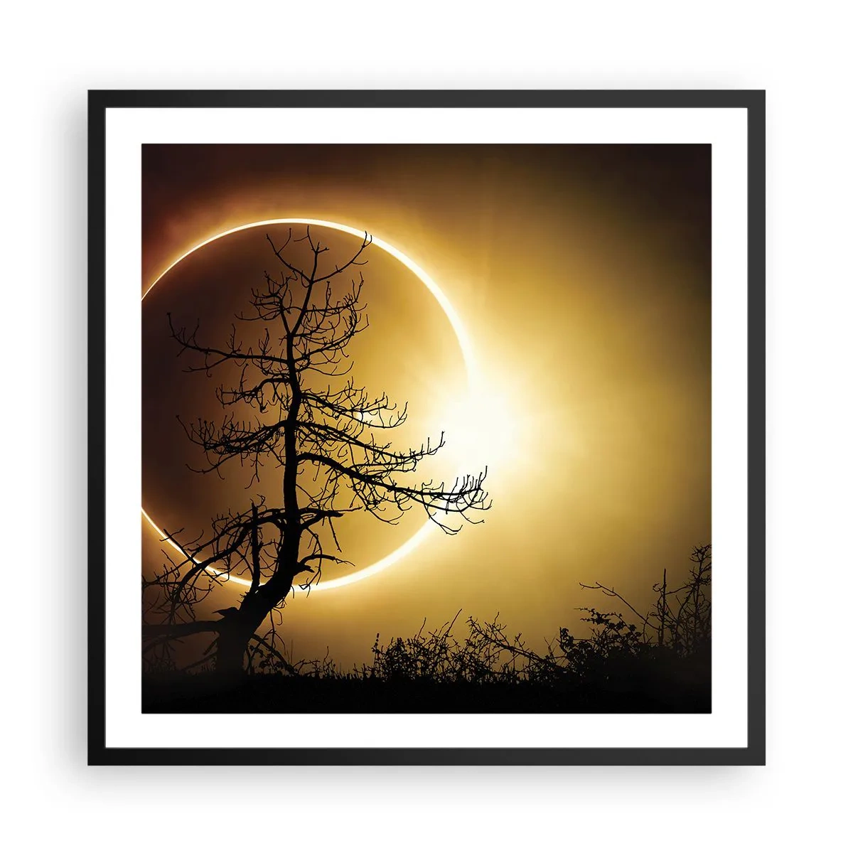 Poster in cornice nera - Eclissi totale - 60x60 cm