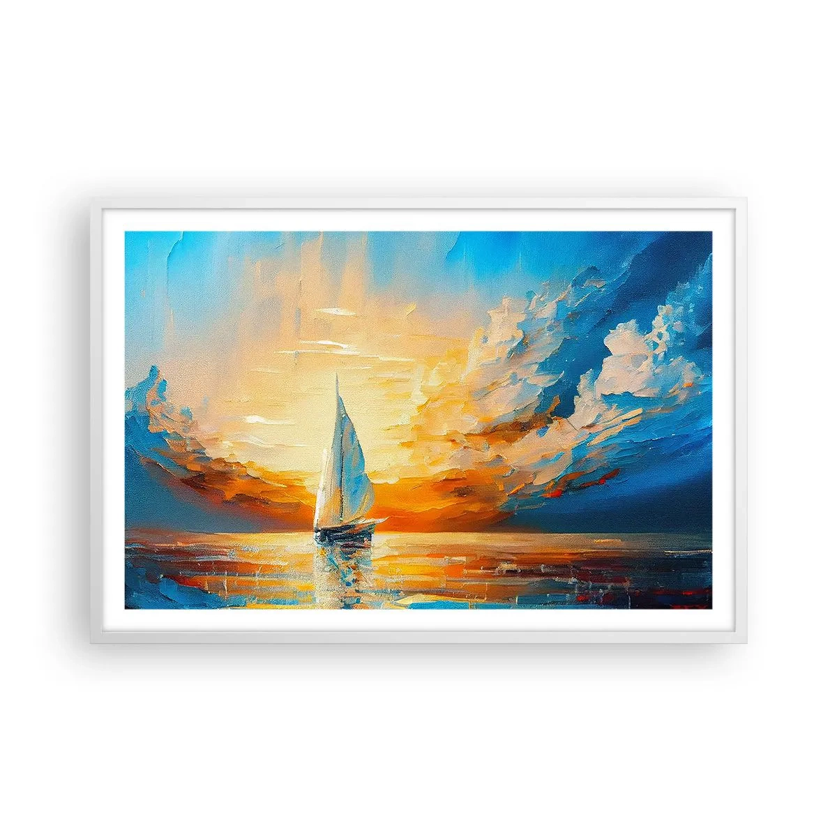 Poster in cornice bianca - Navigando nell'oro - 91x61 cm