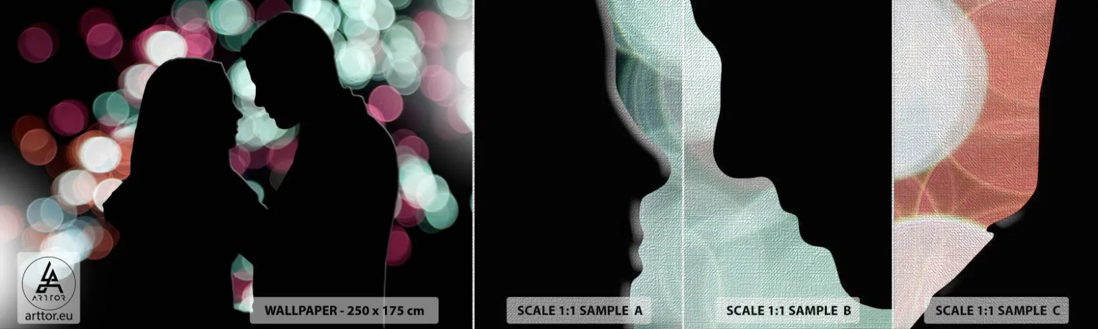 Campione di Fotomurale Premium Canvas - Si! - Persone, Coppia innamorata, Appuntamento notturno - 100x30 cm