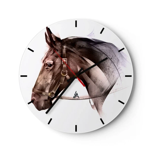 Orologio da parete - Orologio in Vetro - Un ritratto artisticamente realizzato di un cavallo su uno sfondo chiaro - 30x30cm - Che grazia - Decorazione murale moderna per soggiorno, cucina e camera da letto ARTTOR