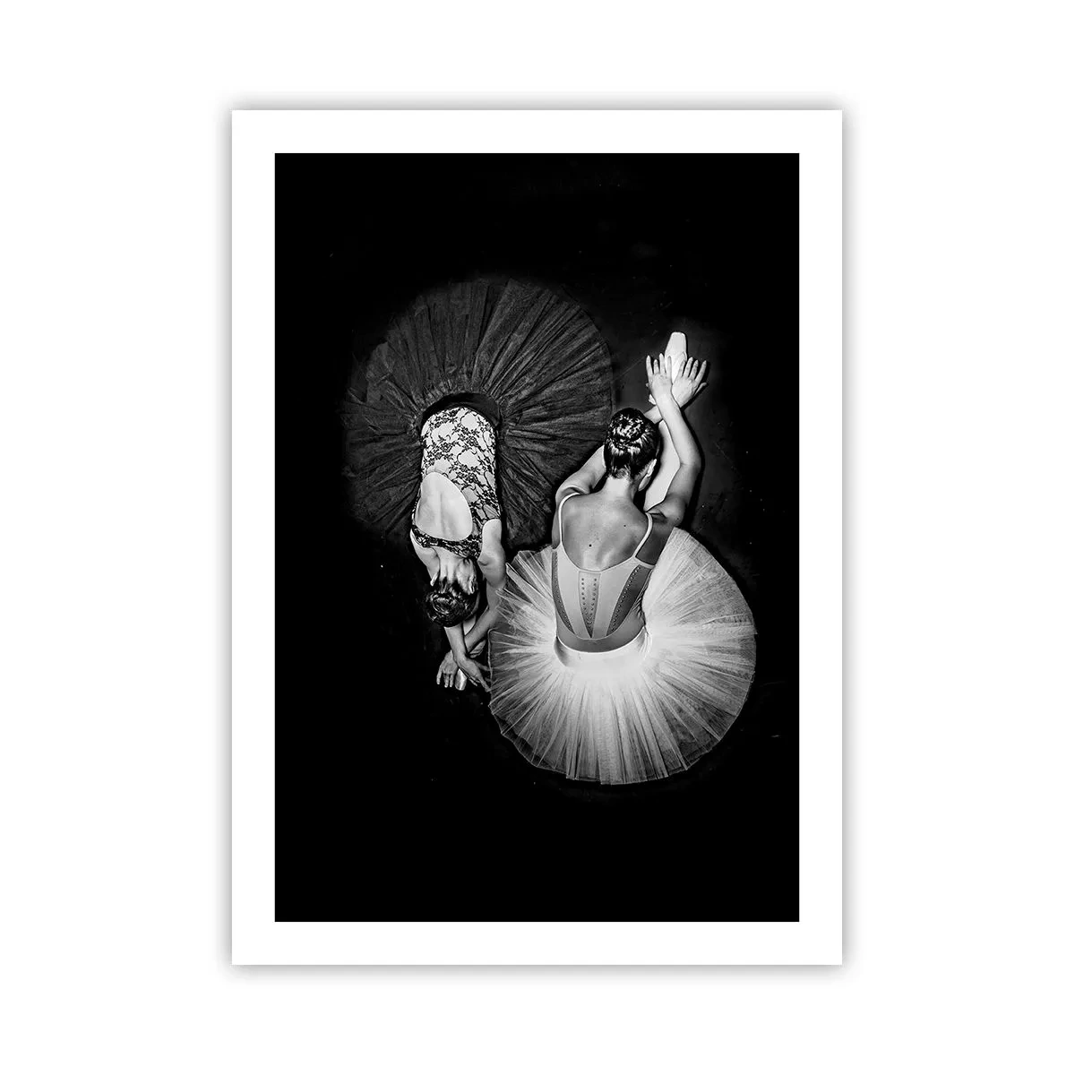 Poster - Ballerine in uno scatto in bianco e nero visto dall'alto - 50x70cm - Yin e yang -  equilibrio ideale - Decorazione murale moderna per soggiorno e camera da letto ARTTOR