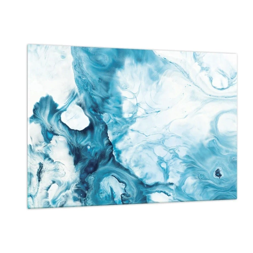 Quadro su vetro - Composizione astratta nei toni del blu e del bianco - 120x80cm - Concerto di blu - Decorazione murale moderna per soggiorno e camera da letto ARTTOR
