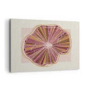 Quadro su tela - Stampe su Tela - Motivo astratto a fette di albero in tonalità rosa - 120x80cm - Astrazione raggiante - Decorazione murale moderna per soggiorno e camera da letto ARTTOR