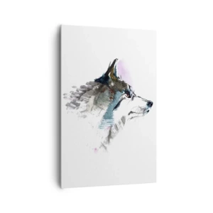 Quadro su tela - Stampe su Tela - Lupo acquerello in stile minimalista - 80x120cm - Si parla del lupo - Decorazione murale moderna per soggiorno e camera da letto ARTTOR