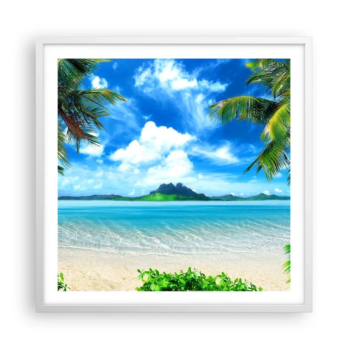 Poster in cornice bianca - L'azzurro dei tropici - 60x60 cm
