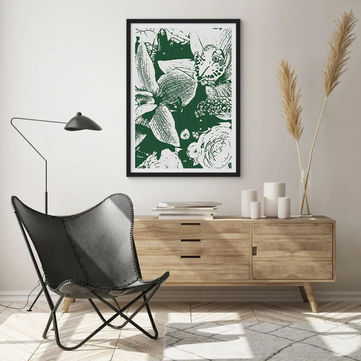 Poster in cornice nera - Bouquet: il mondo del verde - 40x50 cm