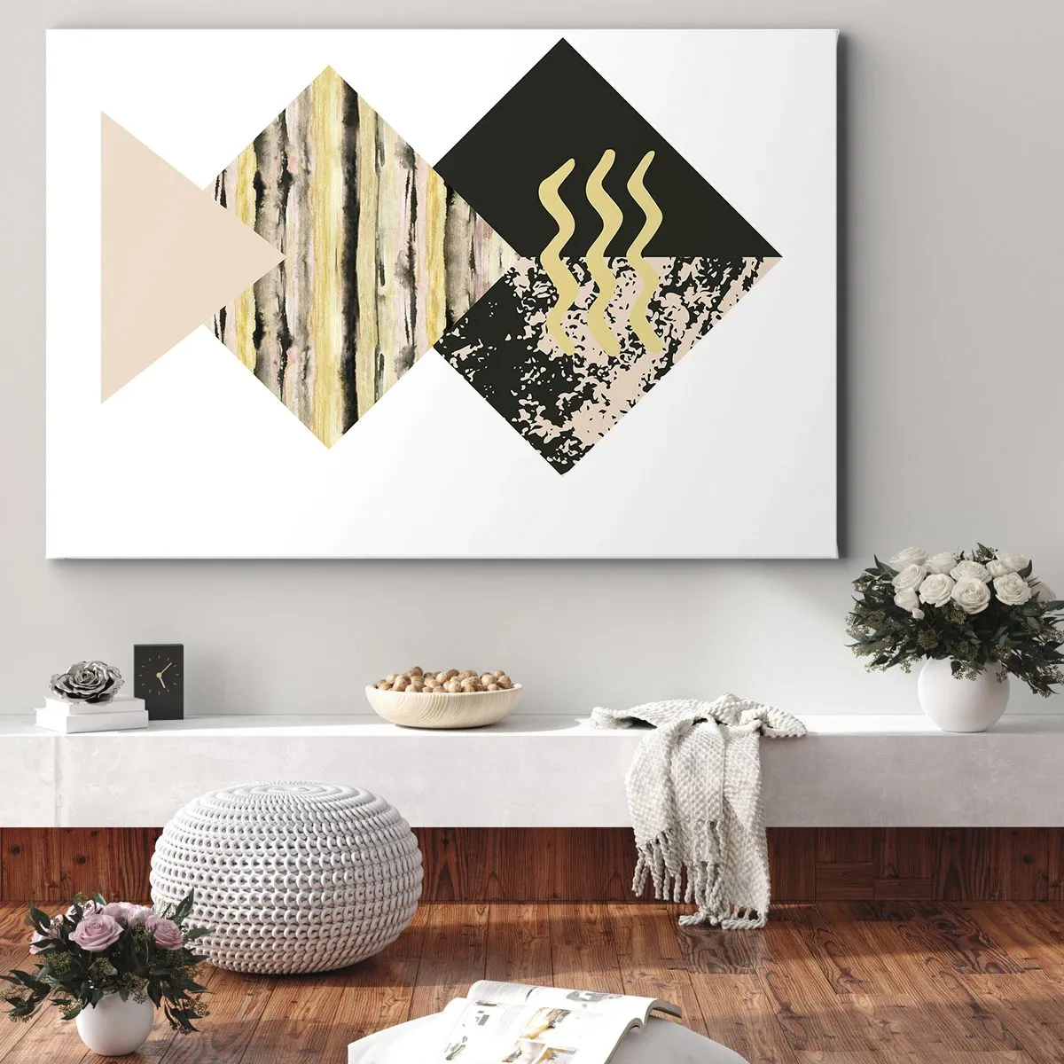 Quadro su tela - Stampe su Tela - Forme geometriche con motivi astratti - 100x70cm - Non è così facile - Decorazione murale moderna per soggiorno e camera da letto ARTTOR