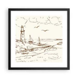 Poster in cornice nera - Schizzo dei ricordi d'estate - 40x40 cm