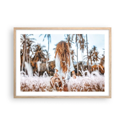 Poster in cornice rovere chiaro - Nata dalla lanugine dell'erba - 70x50 cm