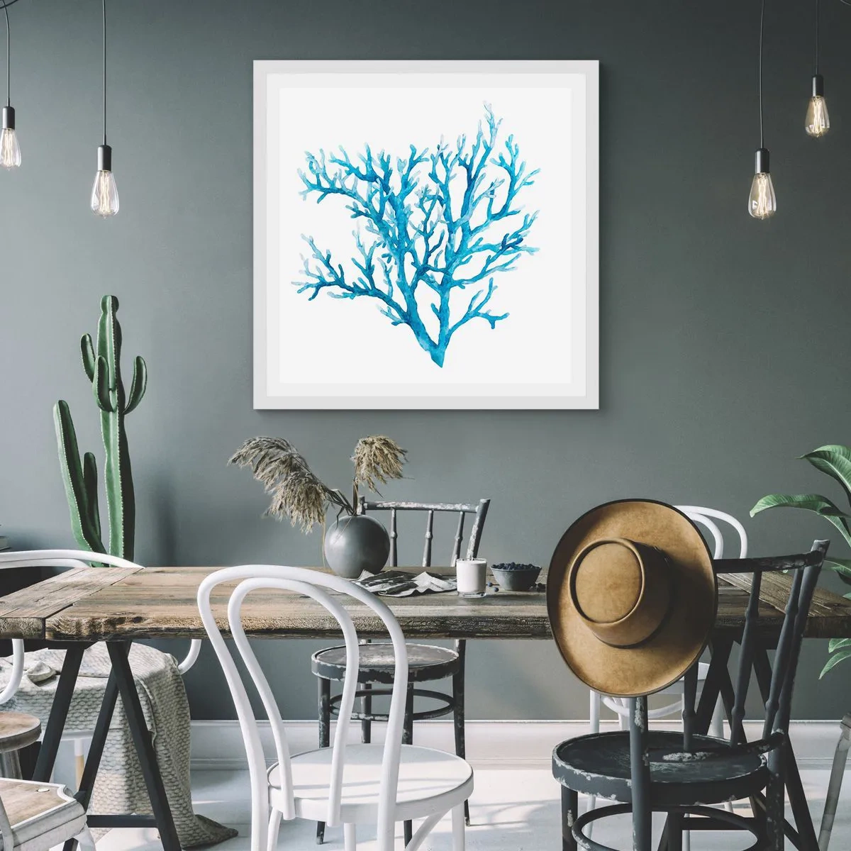 Poster in cornice bianca - Filigrana marina - 30x30 cm