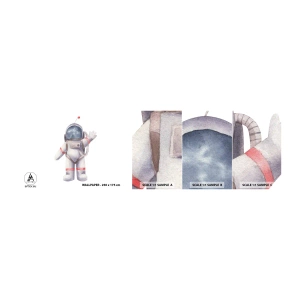 Campione di Fotomurale Adesivo Deluxe Sticker - Ci vediamo! - Astronauta, Bambini, Minimalismo - 100x30 cm