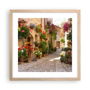 Poster in cornice rovere chiaro - Un'esplosione di fiori - 40x40 cm