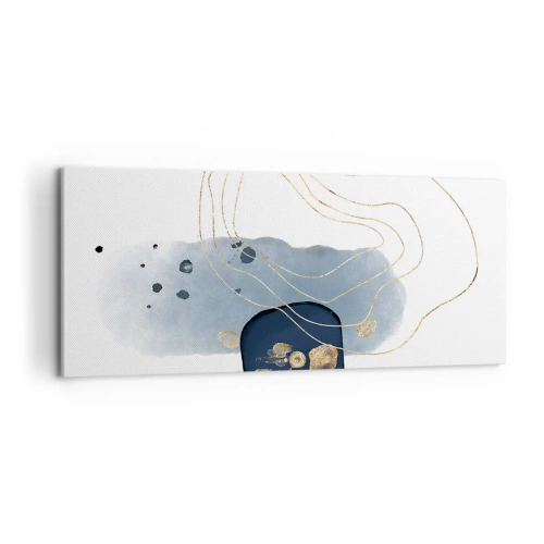 Quadro su tela - Stampe su Tela - Fantasia blu e oro - 100x40 cm