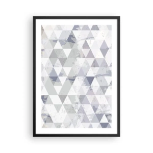 Poster in cornice nera - Motivo geometrico di triangoli in tonalità di grigio - 50x70cm - Al ritmo di tre - Decorazione murale moderna per soggiorno e camera da letto ARTTOR