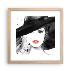 Poster in cornice rovere chiaro - Donna in nero - 30x30 cm