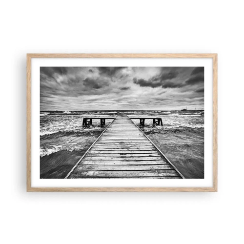 Poster in cornice rovere chiaro - Aspetto che il vento le scacci via... - 70x50 cm