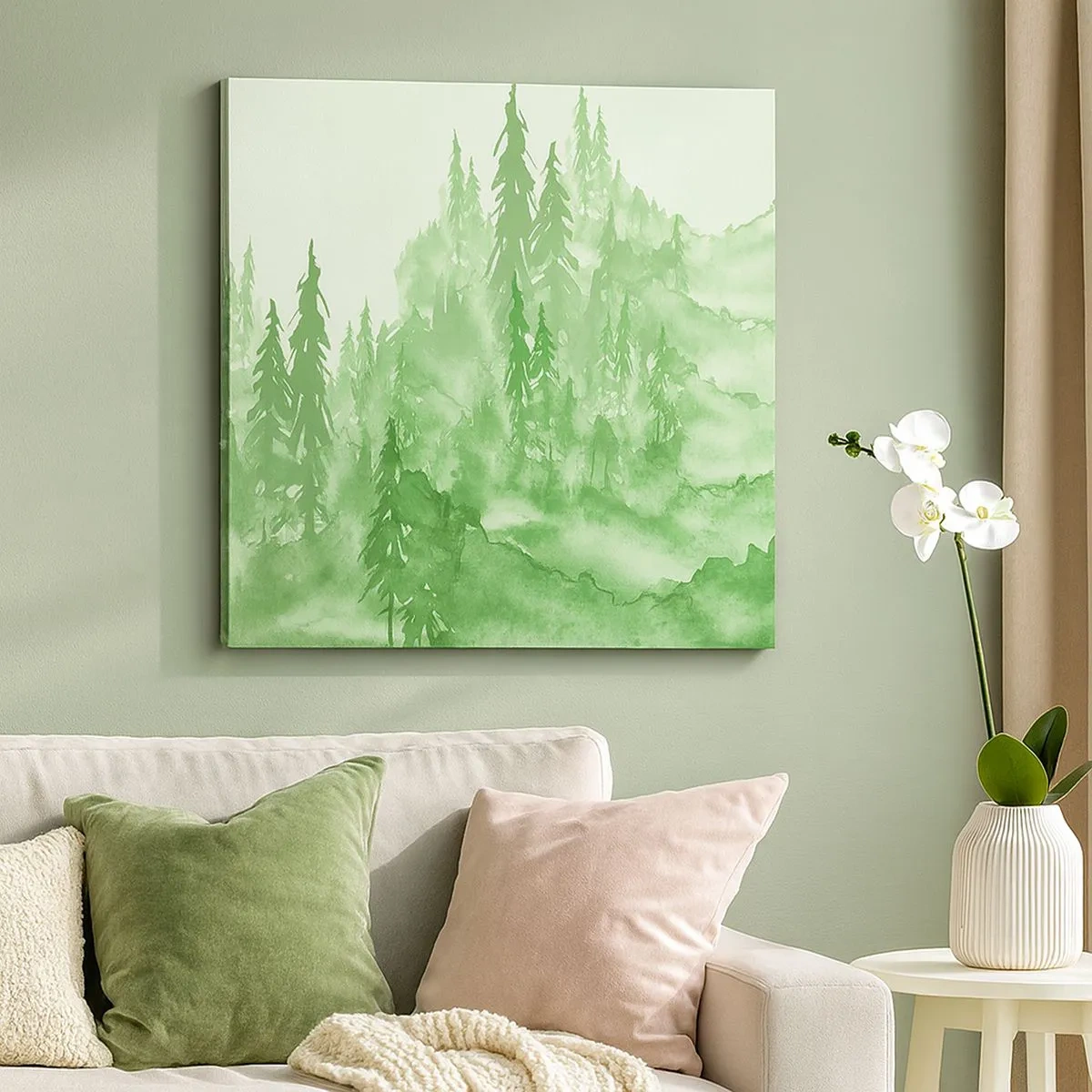 Quadro su tela - Stampe su Tela - Sfocato da una nebbia verde - 30x30 cm