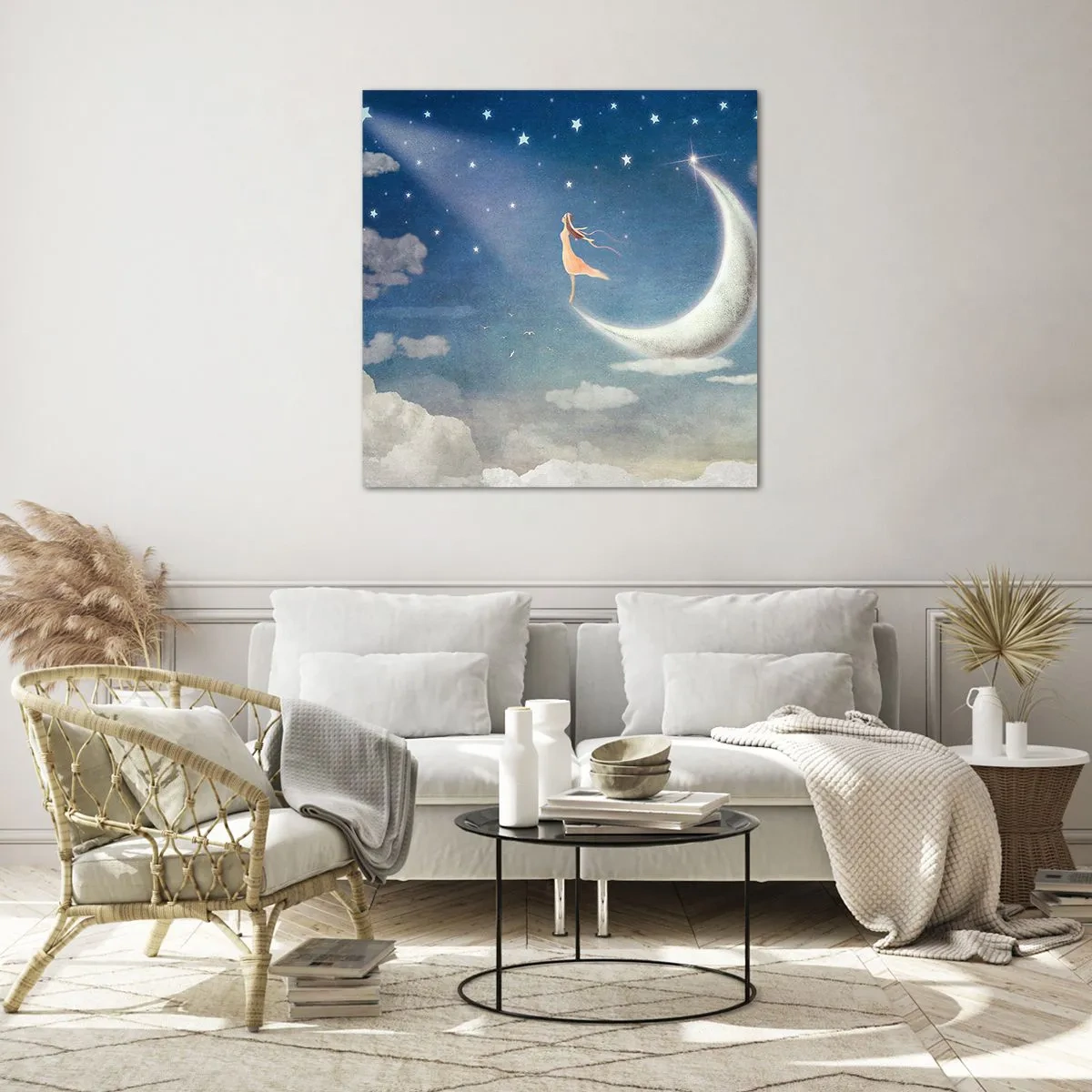 Quadro su vetro - Seduttrice celeste - 40x40 cm