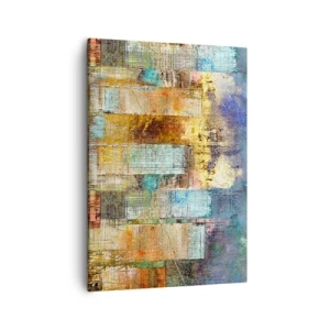 Quadro su tela - Stampe su Tela - Grattacieli astratti in stile industriale - 50x70cm - Metropoli nel sole - Decorazione murale moderna per soggiorno e camera da letto ARTTOR