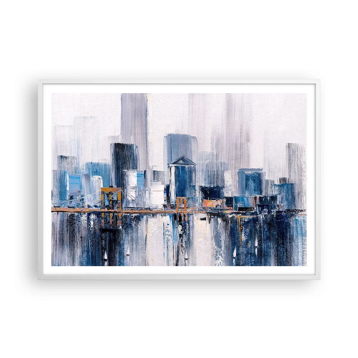Poster in cornice bianca - Impressione di New York - 100x70 cm