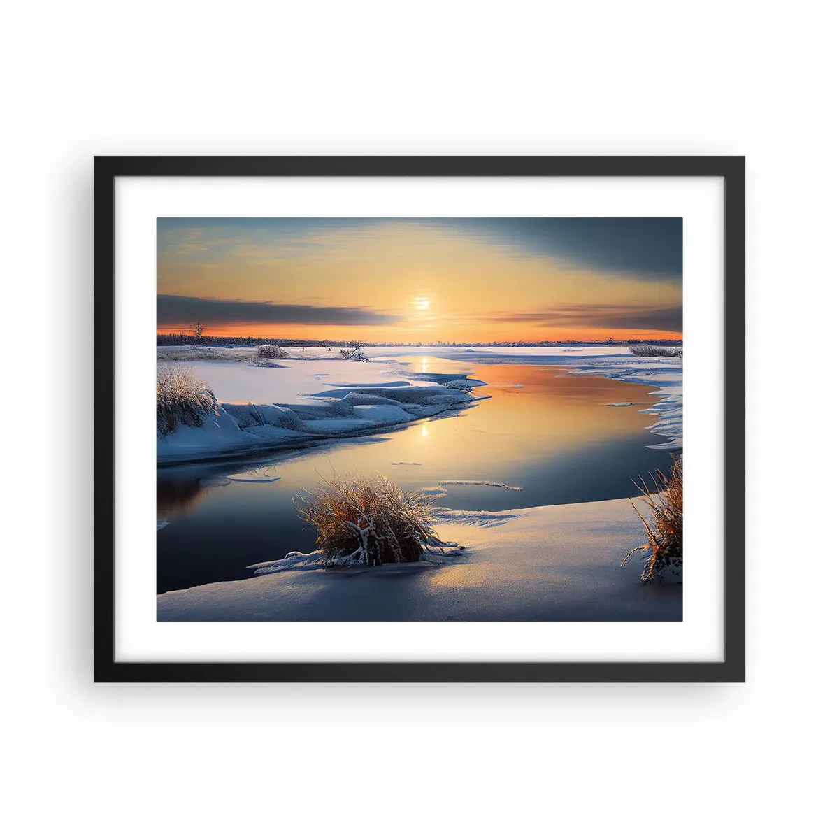 Poster in cornice nera - Tramonto invernale - 50x40 cm