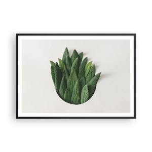 Poster in cornice nera - Una composizione di foglie verdi su uno sfondo chiaro - 100x70cm - Curiosità irrefrenabile - Decorazione murale moderna per soggiorno e camera da letto ARTTOR