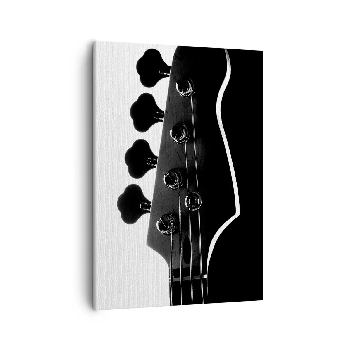 Quadro su tela - Stampe su Tela - Sagoma in bianco e nero della paletta di un basso - 50x70cm - Silenzio rock - Decorazione murale moderna per soggiorno e camera da letto ARTTOR