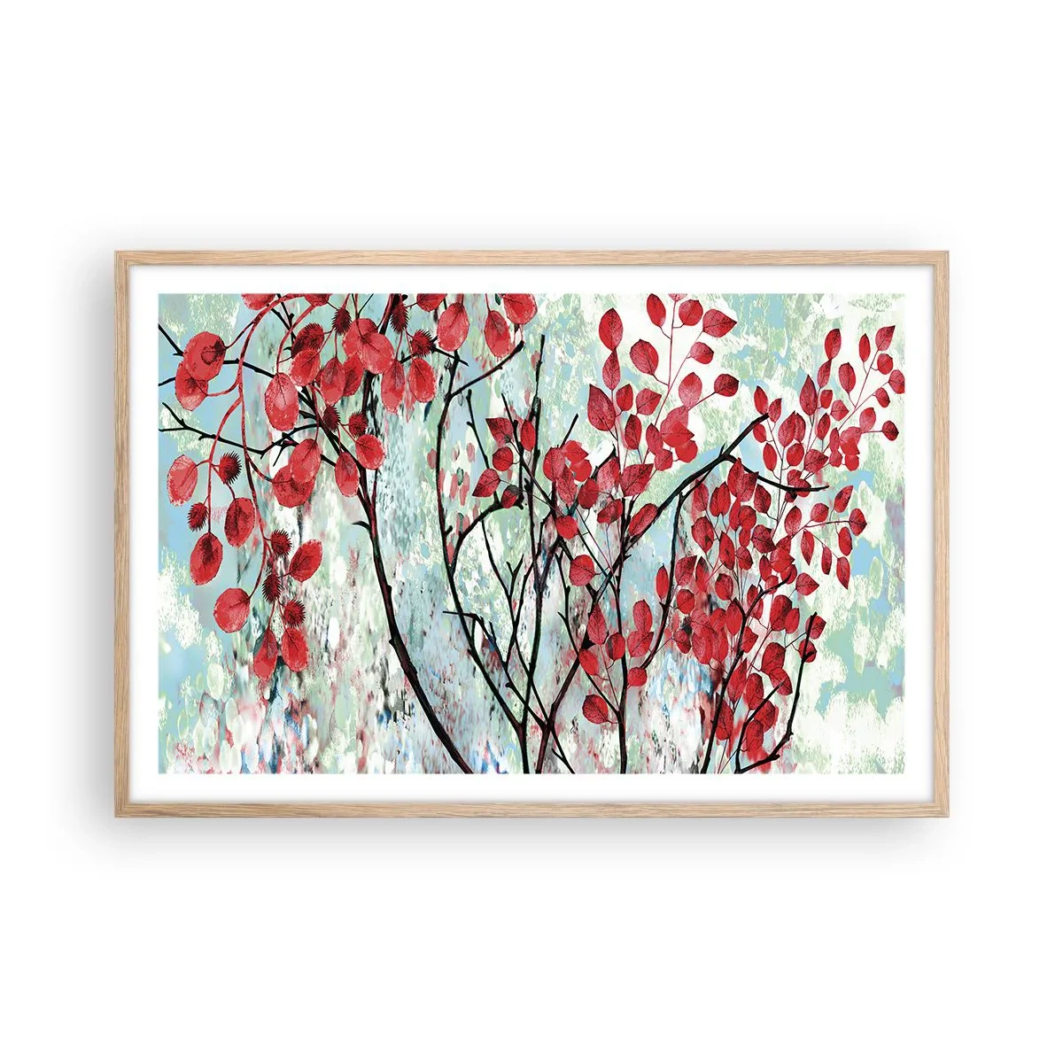 Poster in cornice rovere chiaro - Albero in scarlatto - 91x61 cm