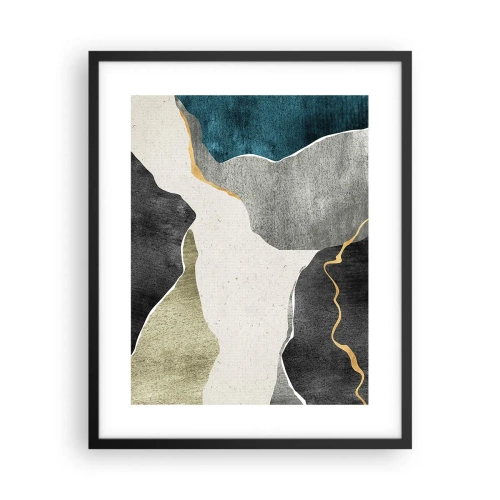 Poster in cornice nera - Composizione mosaico con filo d'oro - 40x50 cm