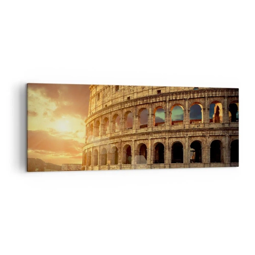 Quadro su tela - Stampe su Tela - Il Colosseo a Roma al tramonto - 140x50cm - Impressione colossale - Decorazione murale moderna per soggiorno e camera da letto ARTTOR
