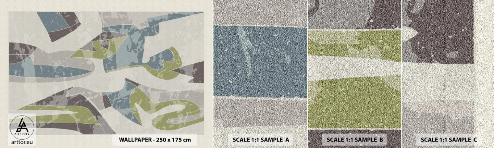 Campione Di Fotomurale Standard Eco - Composizione oltre il vetro - Forme, Astrazione, Pastello - 100x30 cm