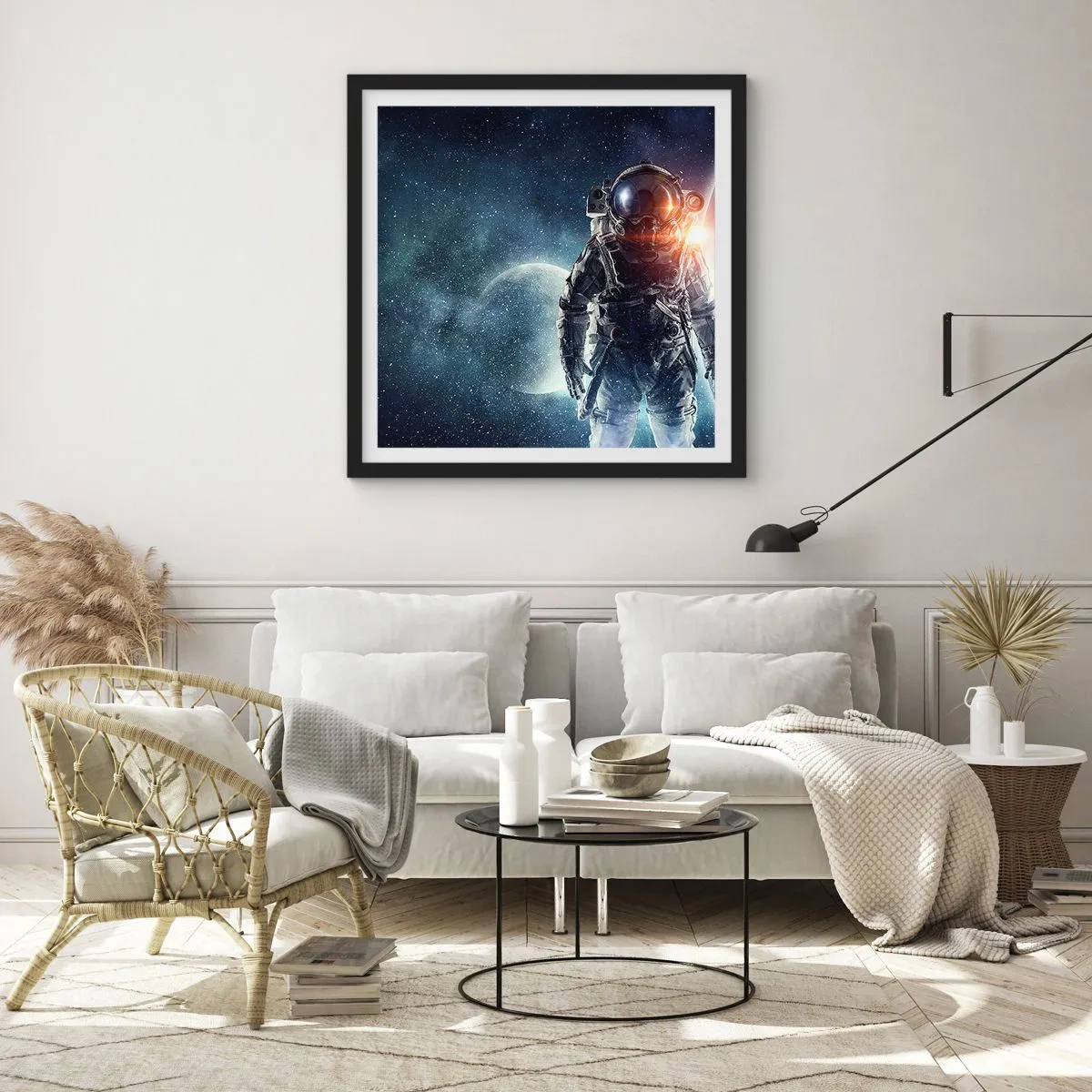 Poster in cornice nera - Avventura nello spazio - 30x30 cm