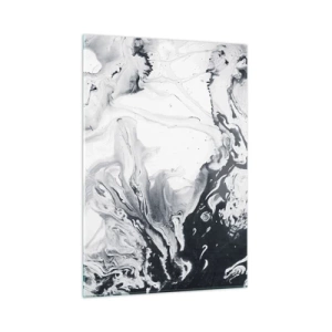 Quadro su vetro - Onde astratte monocromatiche nelle tonalità del bianco e del nero - 50x70cm - Il centro della terra - Decorazione murale moderna per soggiorno e camera da letto ARTTOR