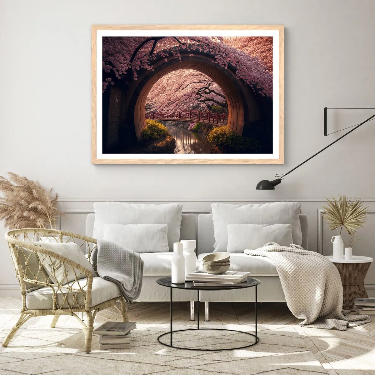 Poster in cornice rovere chiaro - Primavera giapponese - 70x50 cm