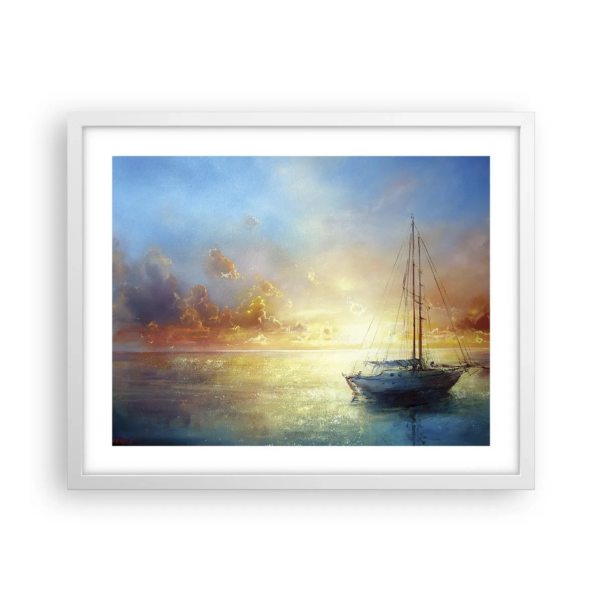 Poster in cornice bianca - Nella baia dorata - 50x40 cm